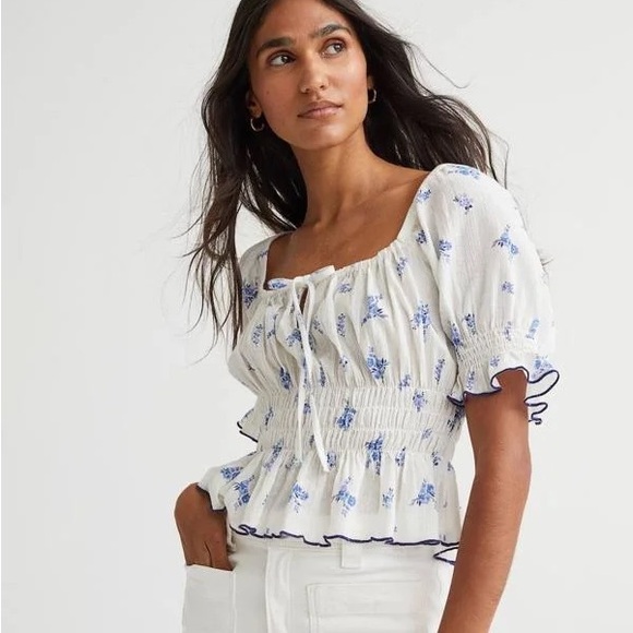 H&M Floral Cottagecore Top - Picture 1 of 4